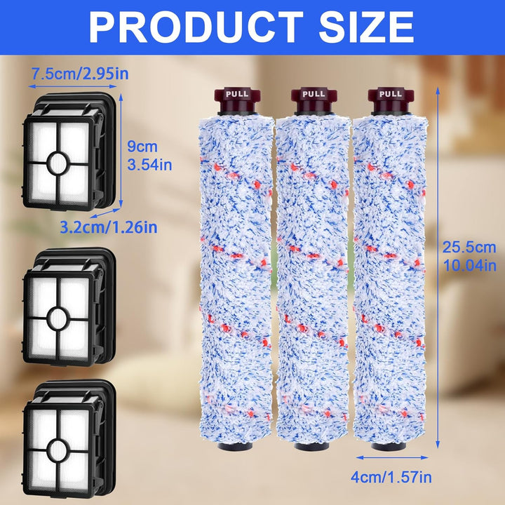 Zubehör für Bissell CrossWave, Ersatzteile für Bissell mit 3 Bürstenrollen, 3 Ersatz Filter und 1 Re