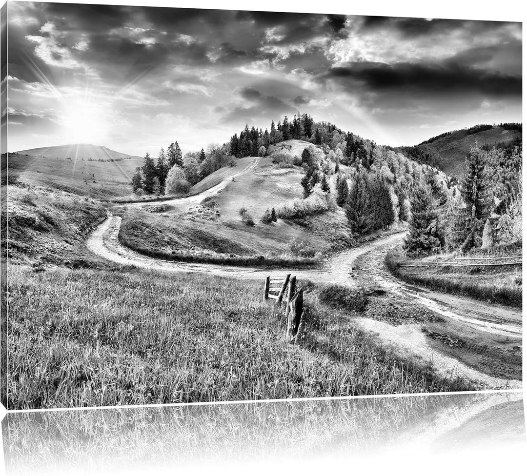 Pixxprint Atemberaubende Landschaft / 100x70cm Leinwandbild bespannt auf Holzrahmen/Wandbild Kunstdr