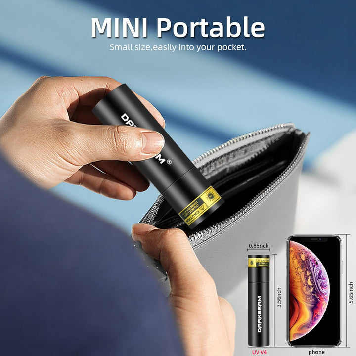 DARKBEAM UV 365nm Taschenlampe Schwarzlicht Aufladbar USB, Mini Ultraviolett LED Licht Woodsche Lamp