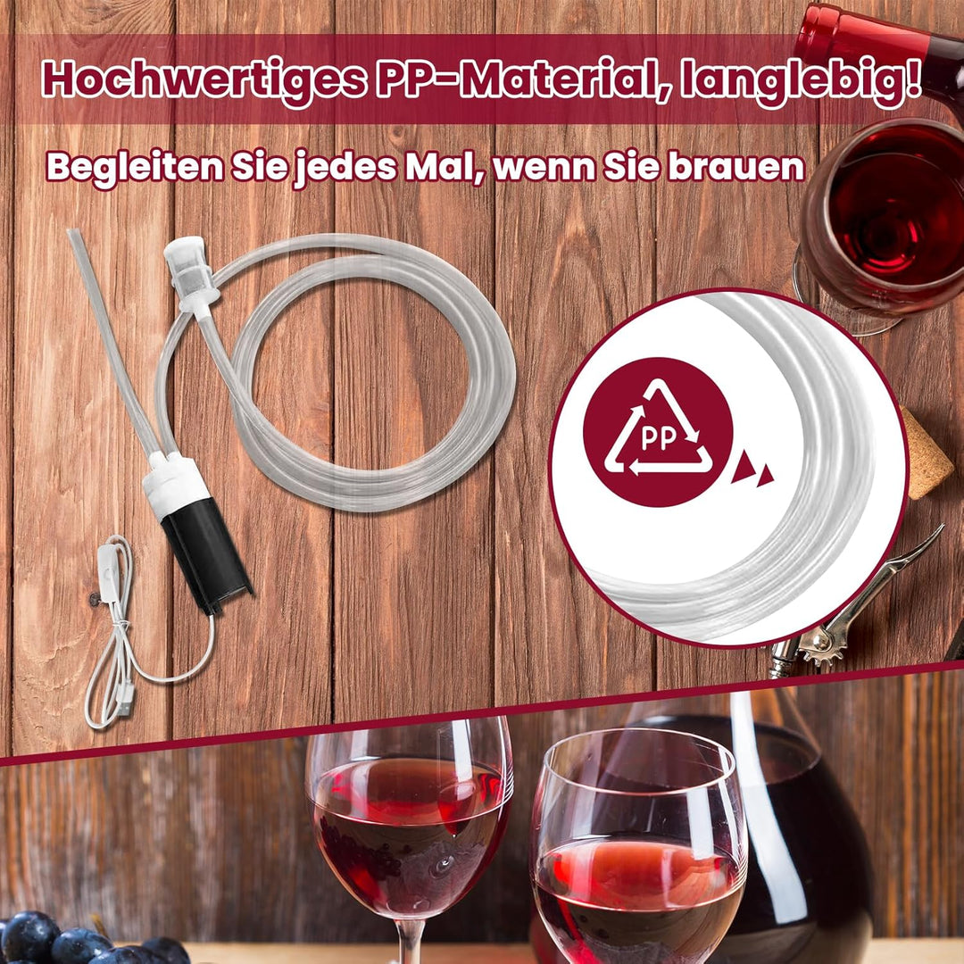 Sharplace Brewings Siphonpumpe USB Elektrische Weinpumpe Weinherstellungszubehör Siphonpumpenrohrsch