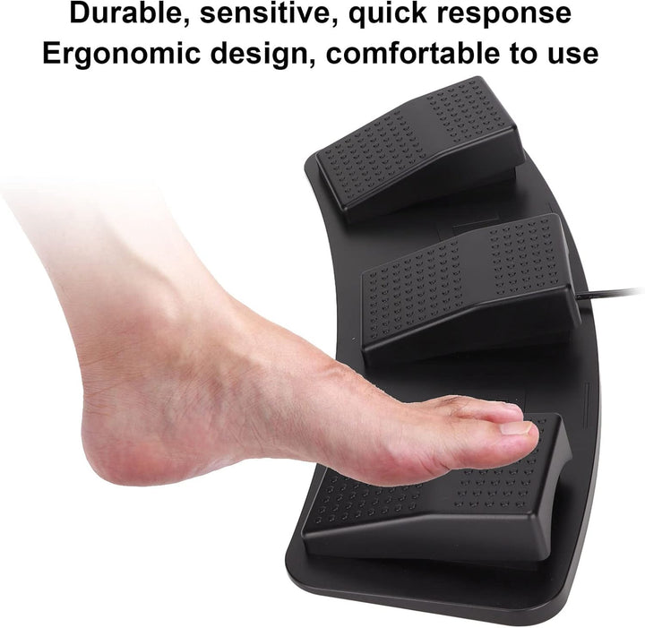 ASHATA USB-Fusspedal, USB-Dreifach-Fussschalterpedal, Multifunktionales, Ergonomisches Dreifach-Fuss
