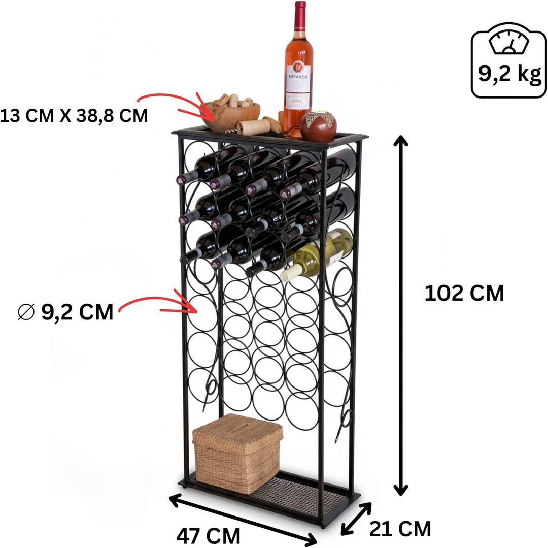 DanDiBo Weinregal Metall Schwarz Stehend Flaschenregal 100 cm Rico Modern Wine Rack Weinständer Wein