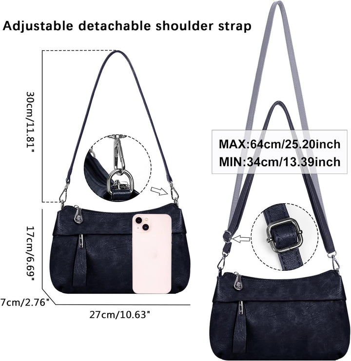 HUA ANGEL Mittelgross Handtasche Damen UmhäNgetasche Echt Leder Mit Mehreren Fächer Für Handy Und Po