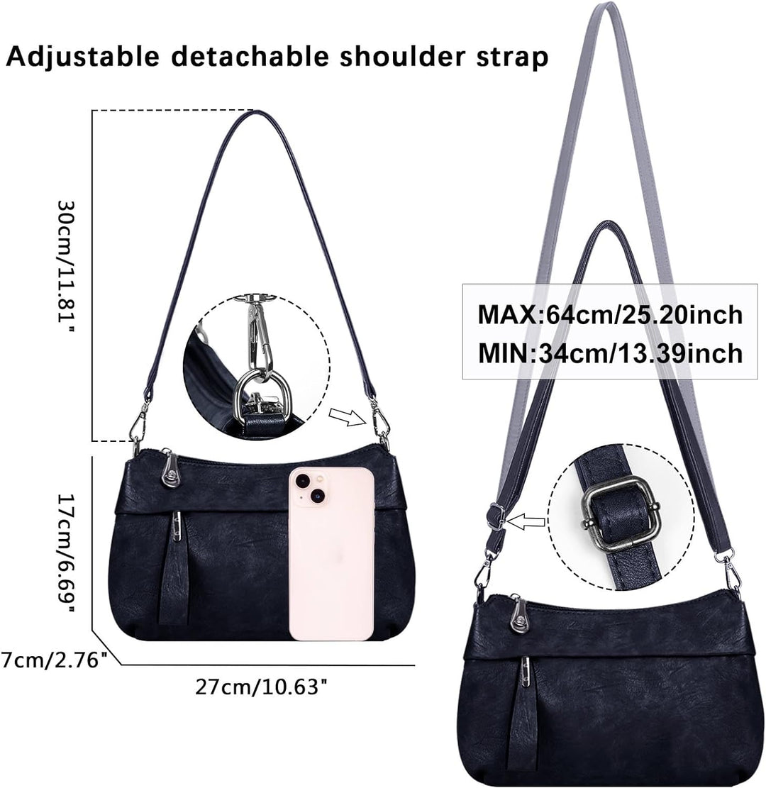HUA ANGEL Mittelgross Handtasche Damen UmhäNgetasche Echt Leder Mit Mehreren Fächer Für Handy Und Po