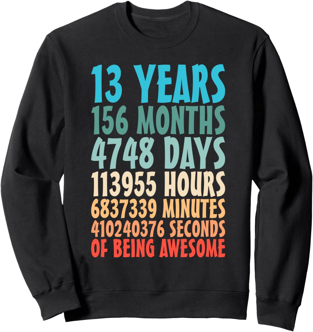 13 Years Of Being Awesome 13 Yr Old 13th Birthday Countdown Sweatshirt
