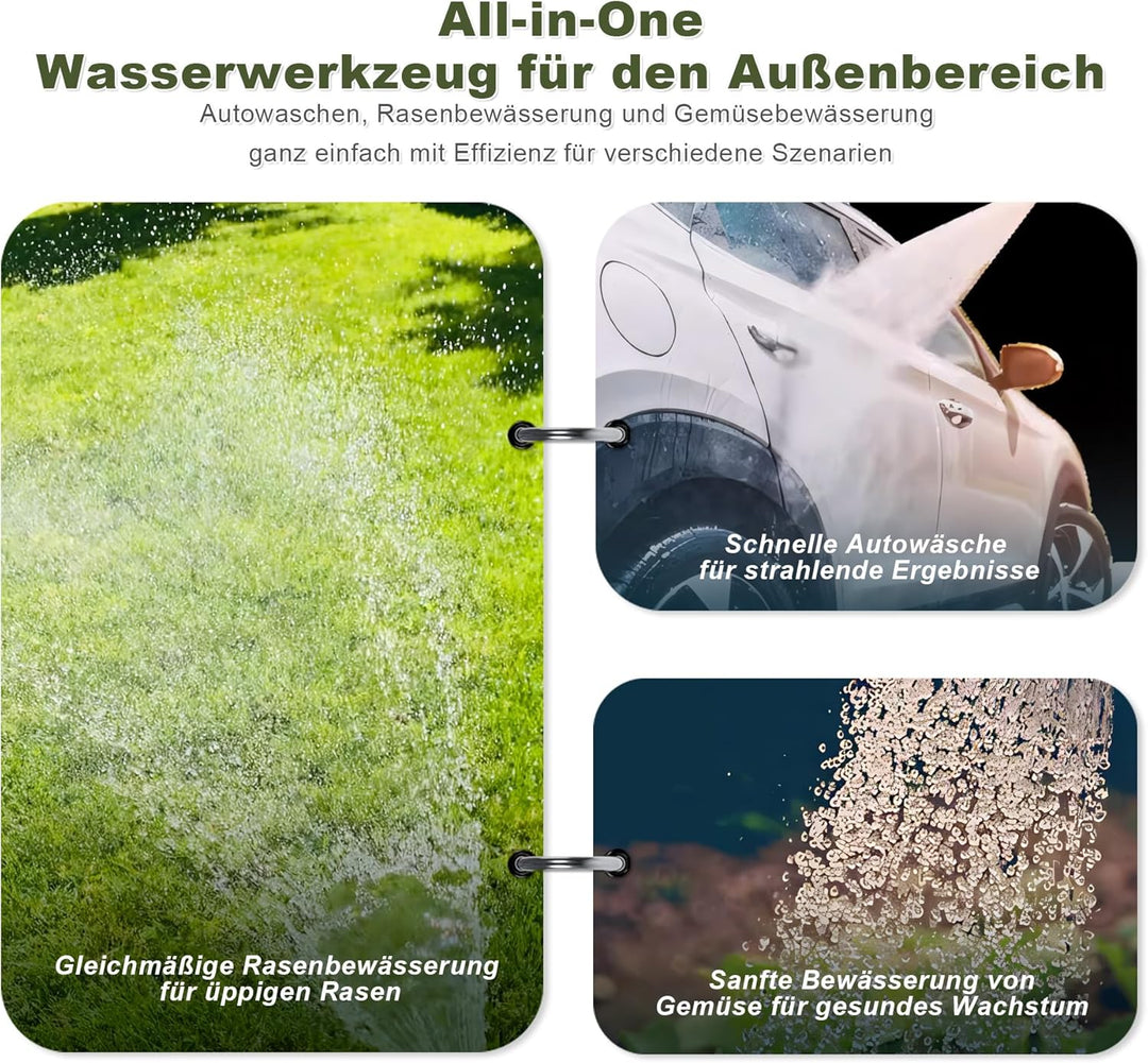 SAEIV Schlauchtrommel 12m Handbetrieb, Wandmontage Gartenschlauchaufroller mit Handbrause, Flexibler