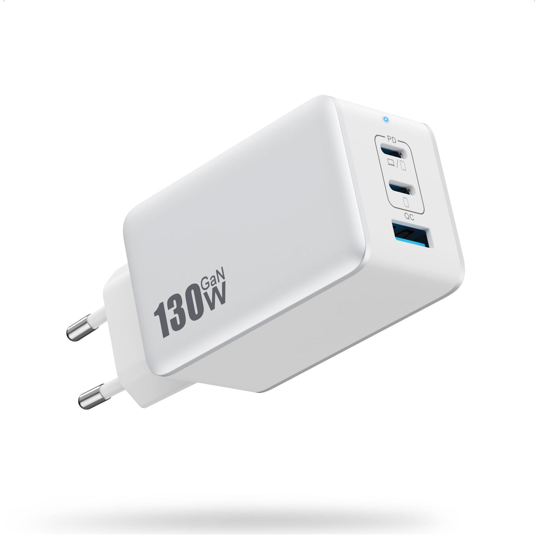130W USB C Ladegerät, 3-Port GaN IV USB C Netzteil Laptop Ladegerät, 65W PD/PPS/QC Schnellladegerät