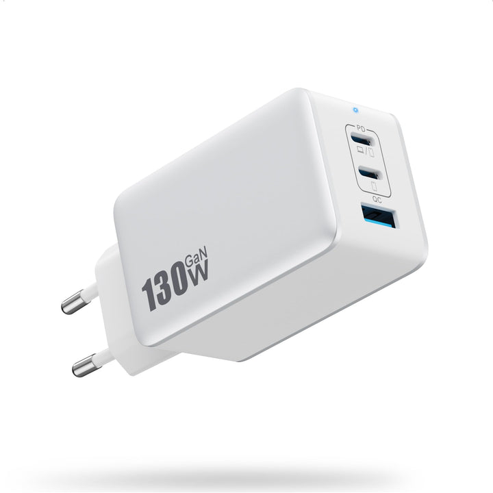 130W USB C Ladegerät, 3-Port GaN IV USB C Netzteil Laptop Ladegerät, 65W PD/PPS/QC Schnellladegerät