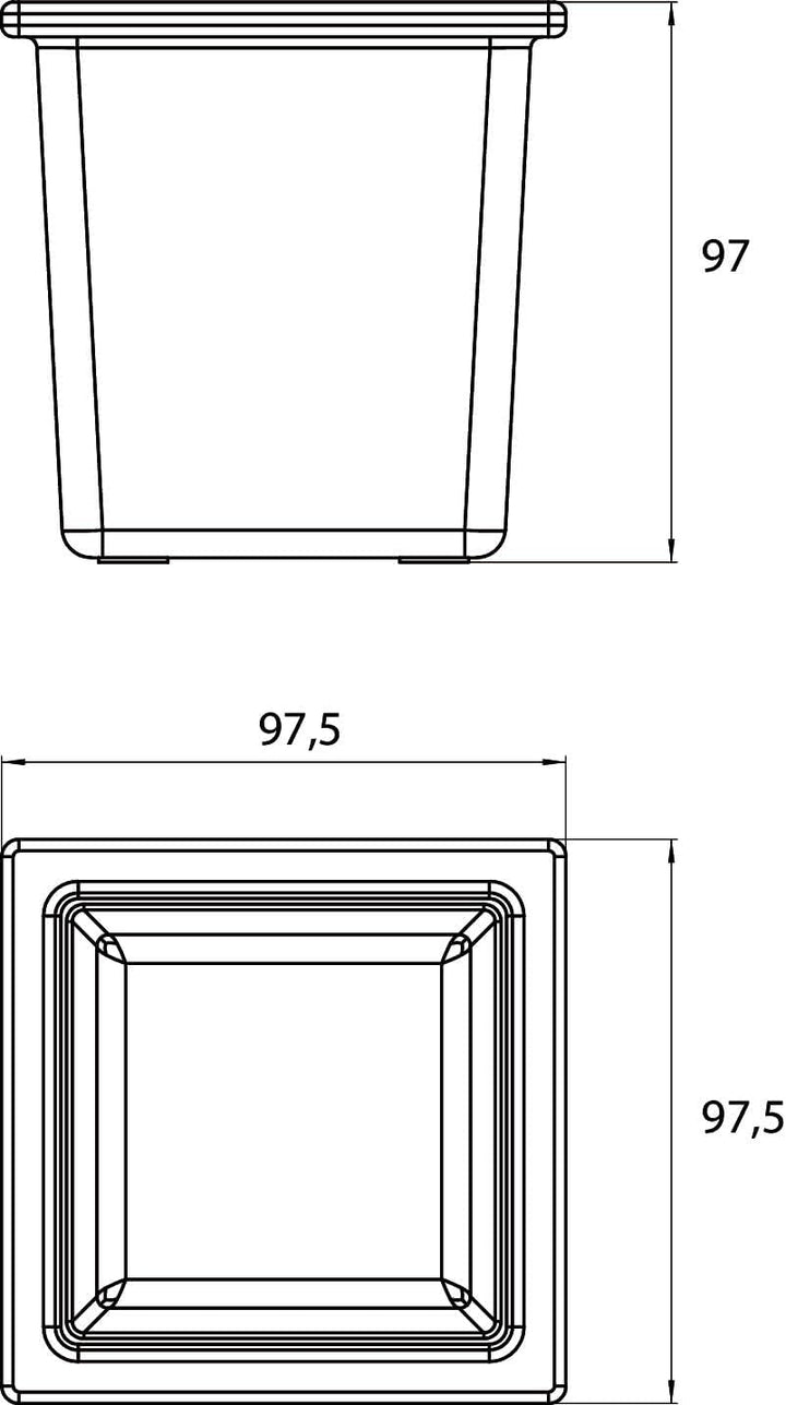 Emco Liaison Glasschale quadratisch für Reling, Kristallglas klar, tief, Glas