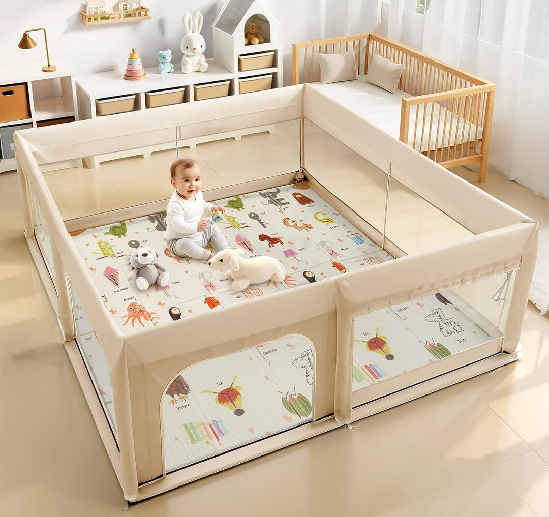 Krabbelmatte Baby 180x200 cm, Faltbare Spielmatte 1,5 cm Dick XPE, Weich & Rutschfest, Wasserdicht A