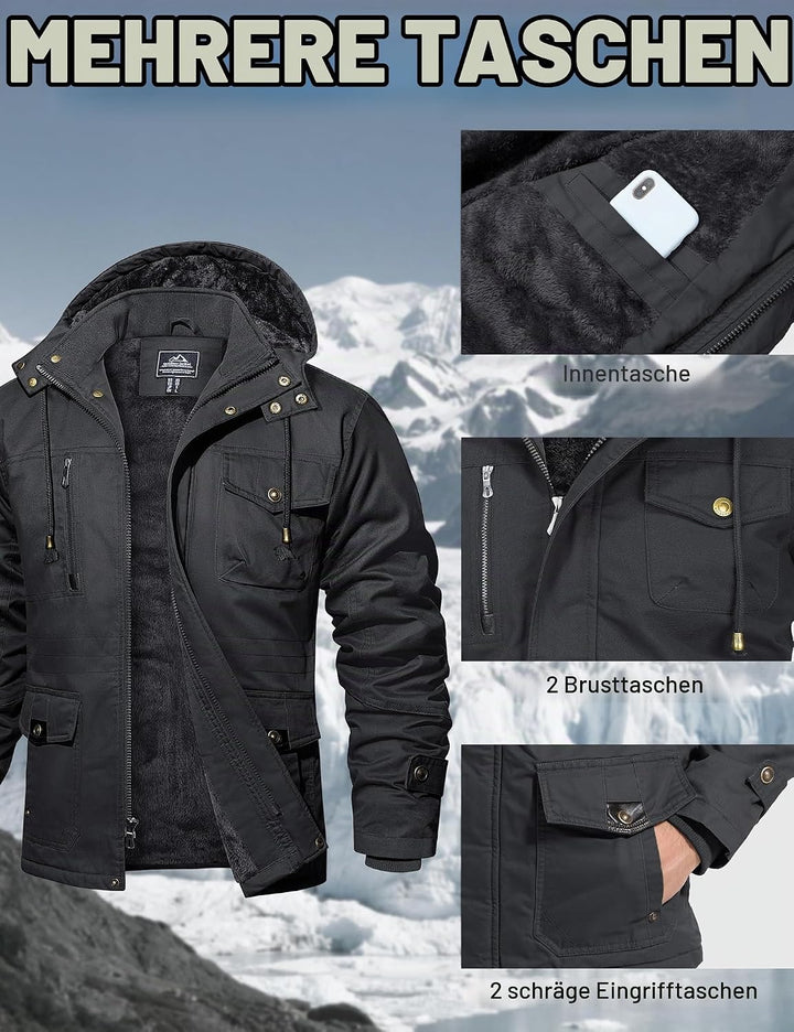 MAGCOMSEN Winterjacke Herren Warm Gefüttert Jacke Fleece Winterparka Winddicht Outdoor Übergangsjack