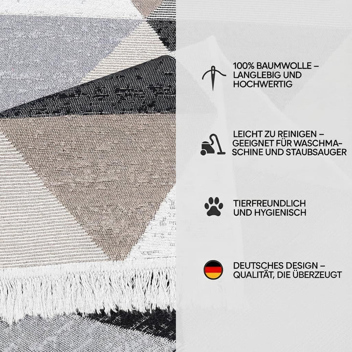 Fashion4Home Teppich Kurzflor - Boho Kelim Teppich, Wohnzimmerteppich, Schlafzimmer und Küchenteppic