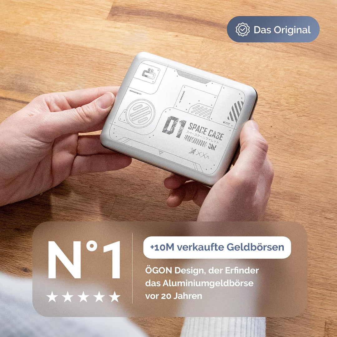 OGON Aluminium Geldbörse Smart Case V2 Large - Verstecktes Fach für Münzen und Scheine - RFID Schutz