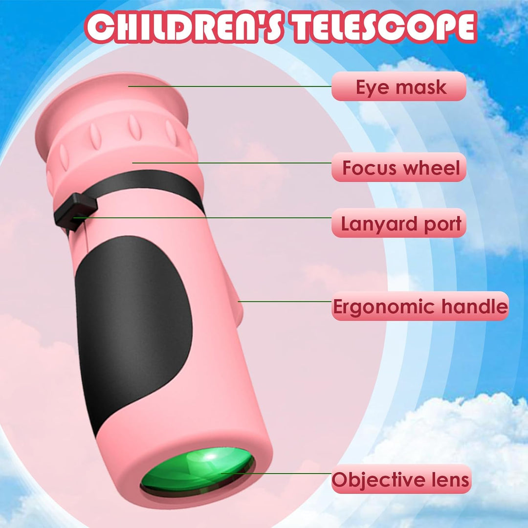 Raisand Rosa Fernrohr Kinder, Tragbares Monokulares Binoculars Mit Klarer Sicht, Fernglas Mit 8–12-F