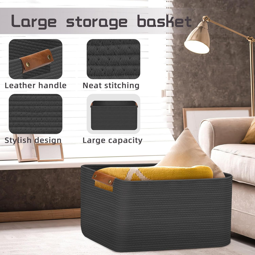 Goodheim Grosser faltbarer Wäschekorb, Wäschekorb für Decke, Spielzeug, Handtücher, gewebte Körbe zu