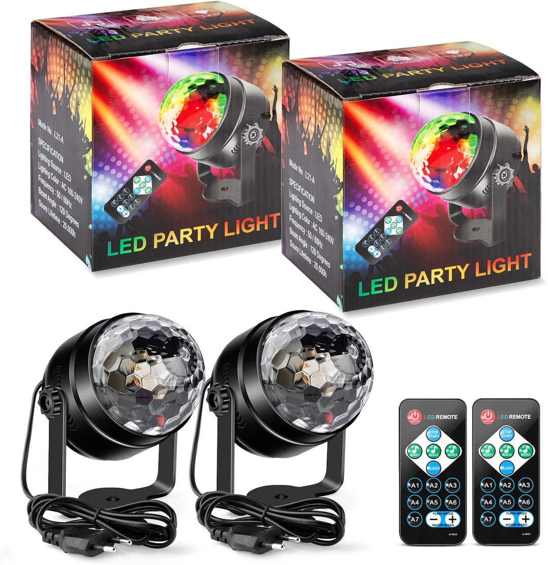 Litake UV Schwarzlicht Discokugel, 2 Stück LED Bühnenbeleuchtung 6W 7 Beleuchtung Modi Fernbedienung