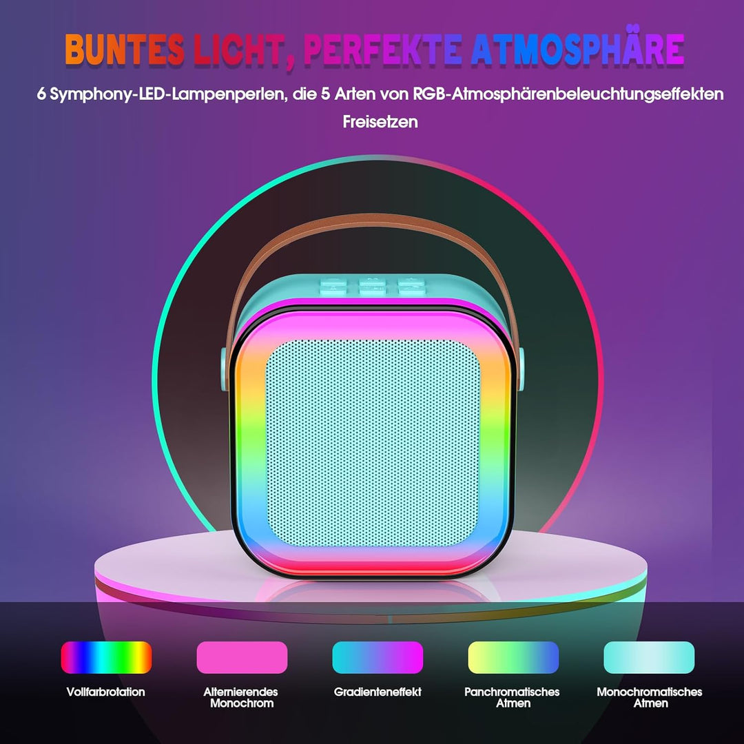 Karaoke Maschine mit 2 Karaoke Mikrofon Bluetooth, Geschenk Spielzeug Junge 3-12 Jahre, Tragbarer Mi