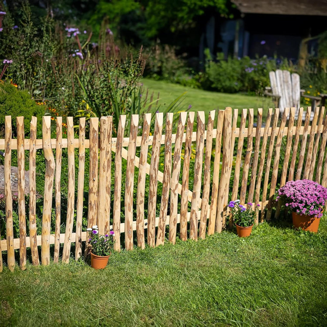 BooGardi Zaunelement Haselnuss · 144 Grössen · 50 x 90 cm (7-9 cm) · Staketenzaun Bausatz für Latten