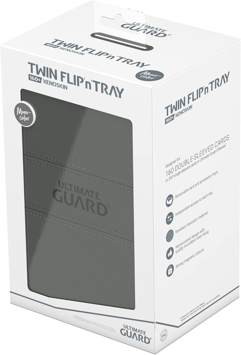 Ultimate Guard UGD011241 Twin Flip`n`Tray 160+ XenoSkin Monocolor Grau Kartenbox, Grau