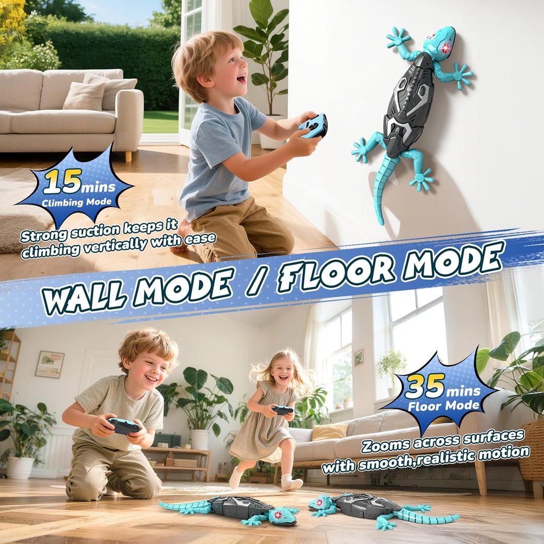 Wandkletternder Gecko Ferngesteuerter Spielzeug für Kinder – Wiederaufladbarer RC Klettergecko mit L