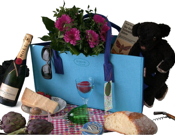 RAIKOU KULT Filz-Tasche Shopper NEU Filzkorb Einkaufstasche Henkeltasche Zeitungskorb Stabile Kaminh