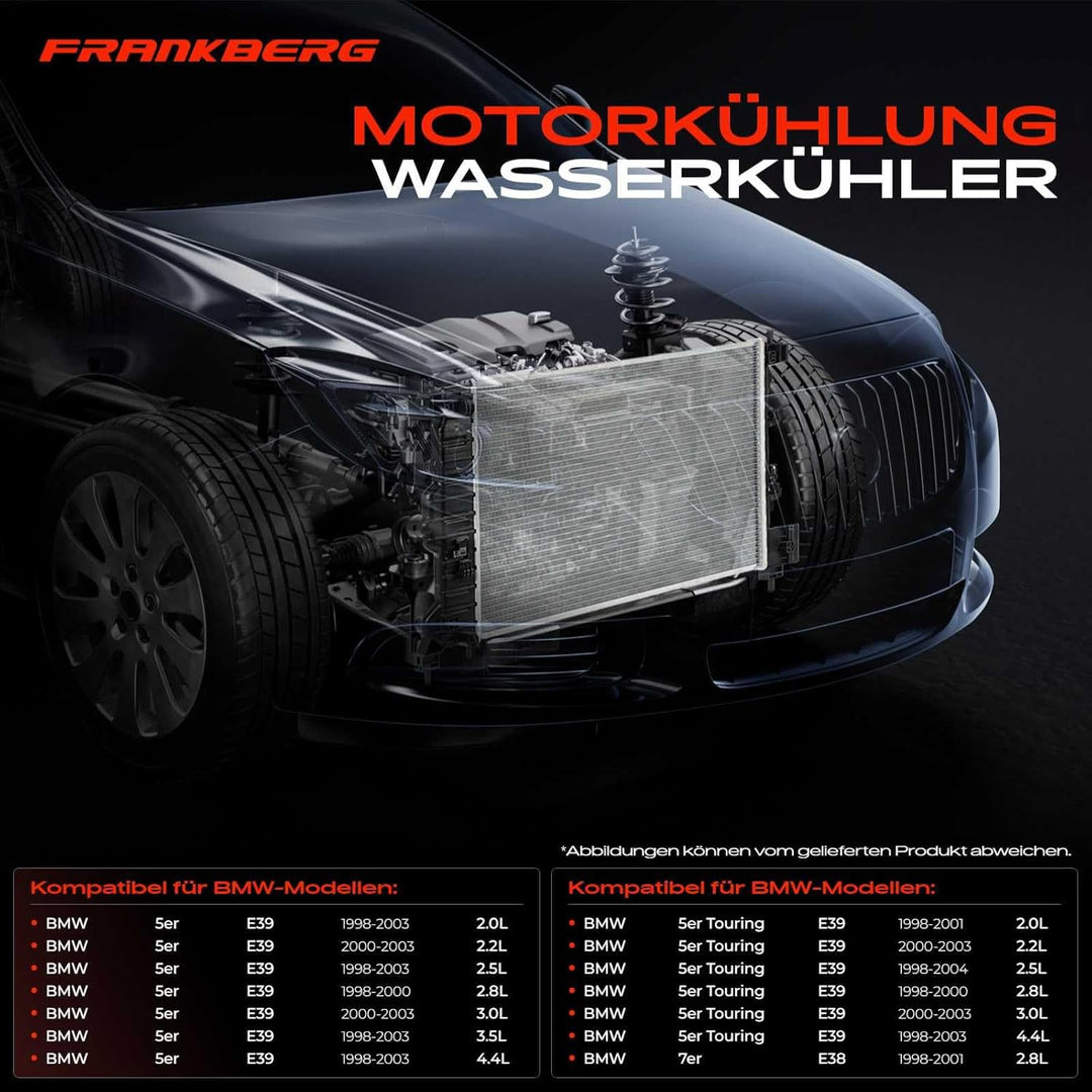 Frankberg Kühler Wasserkühler Motorkühler Schaltgetriebe Kompatibel mit 5er E39 520 523 525 528 530