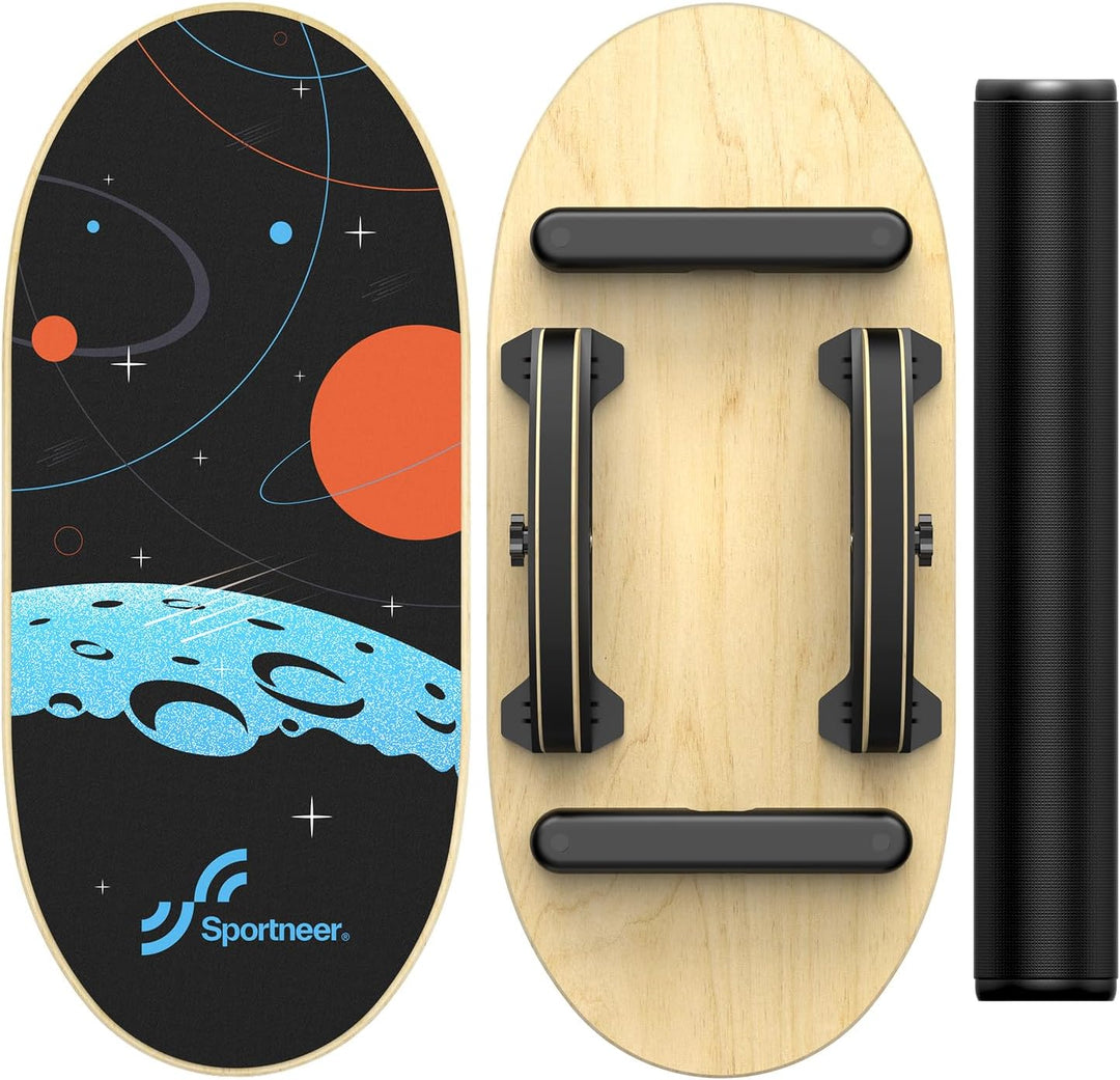 Sportneer Balance Board, Wobble Board mit verstellbaren Stoppern und Rollen | Balancier-Trainer zur