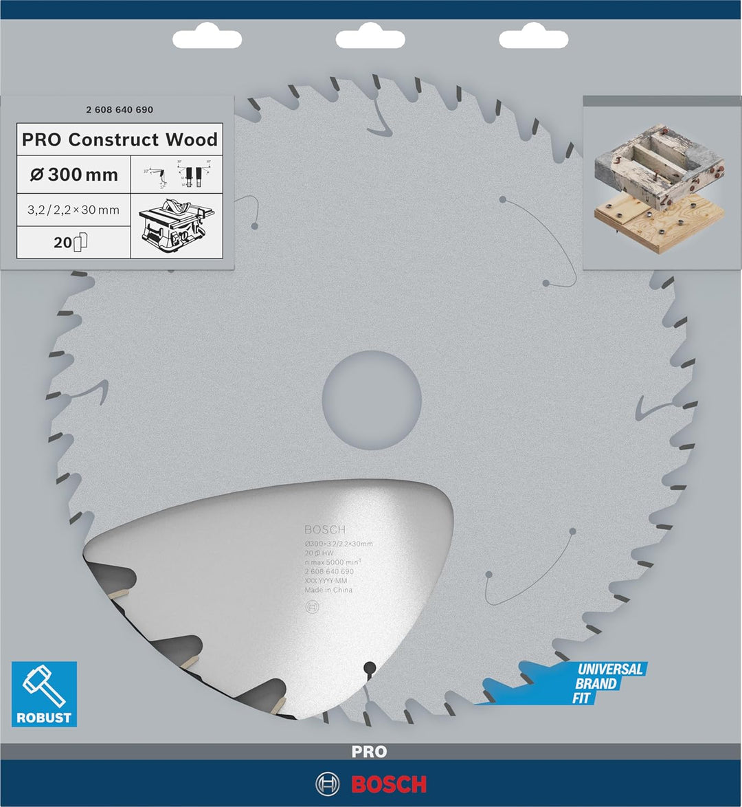 Bosch Accessories Bosch Professional 1x Kreissägeblatt Construct Wood (für Holz, Sägeblatt Ø 300 x 3
