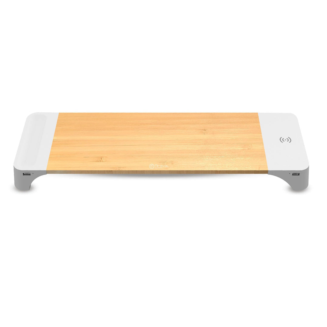 Miraval Monitor-Ständer mit Kabelloser Ladefläche, 57,5 x 17,6 x 5,6 cm, USB-C Anschluss, 15W Ladefu