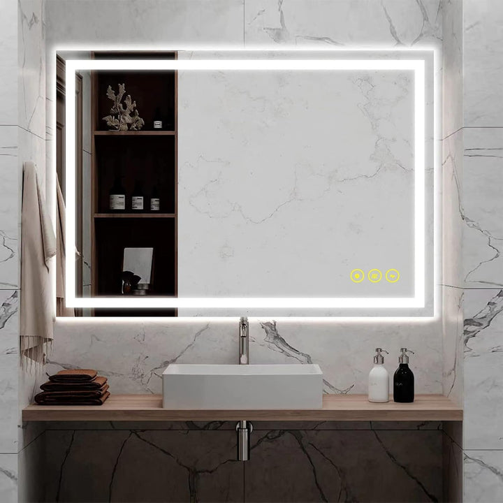AI-LIGHTING Badezimmer Spiegel mit Led 50×70 cm Badspiegel mit Beleuchtung mit Touch-Schalter 3 Lich