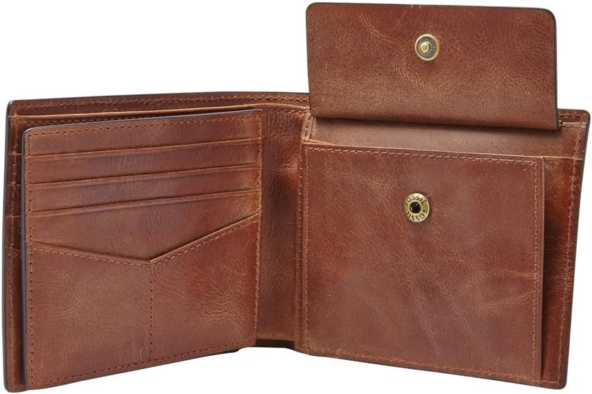 Fossil Brieftasche für Männer Derrick, Leder Bifold braun 11,4 cm L x 2,5 cm B x 9,5 cm H ML3687200