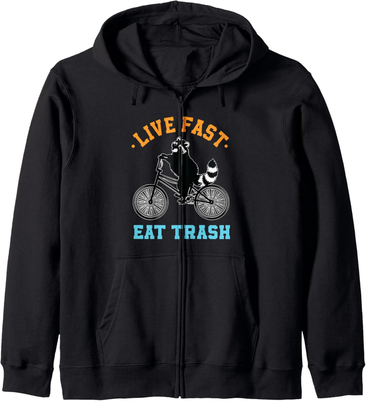 Live Fast Eat Trash Fahrrad Racoon Biker Kapuzenjacke