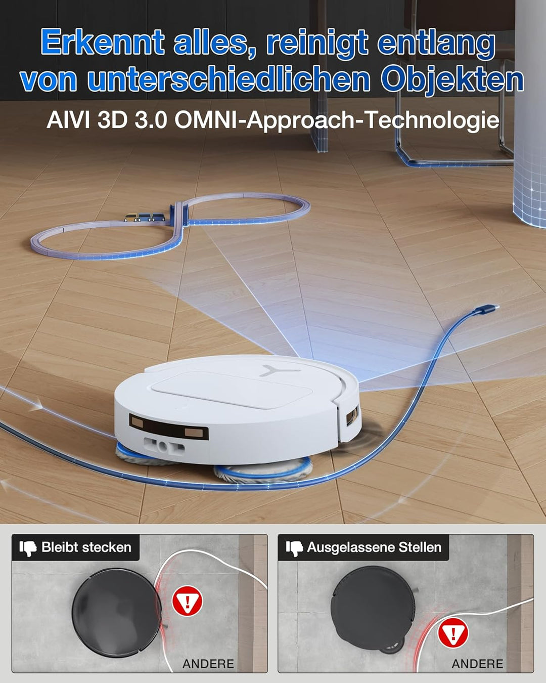 ECOVACS DEEBOT T50 PRO Omni Saugroboter mit Wischfunktion, ausfahrende Seitenbürste und Wischmopp, 1