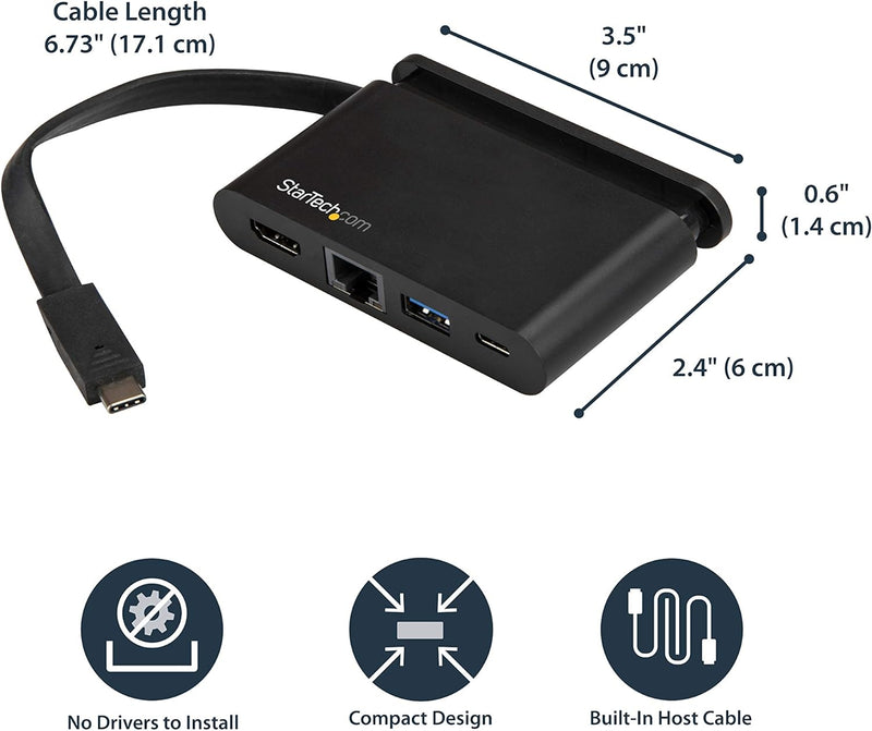 StarTech.com USB C Multiport Adapter mit HDMI - 4K - Mac / Windows - 1xA + 1xC - 100W PD 3.0 - GbE 1