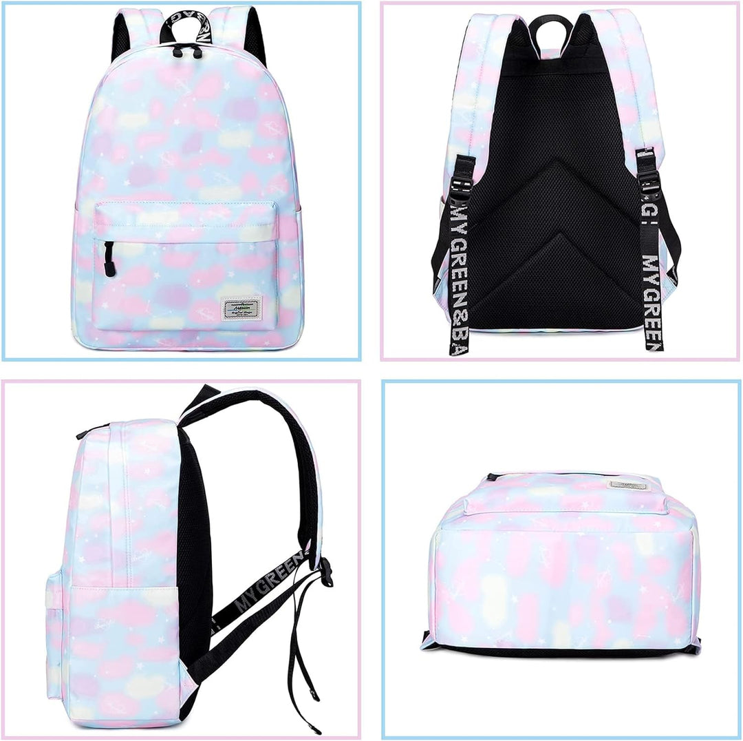 Lohol Leichter Schulrucksack für Mädchen, Kinder-Schulranzen-Rucksack mit Galaxie Aufdruck (Rosa), R