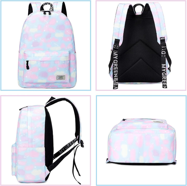 Lohol Leichter Schulrucksack für Mädchen, Kinder-Schulranzen-Rucksack mit Galaxie Aufdruck (Rosa), R