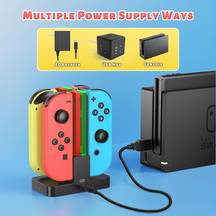 FASTSNAIL Ladestation für Switch Controller, Ladestation Kompatibel mit Nintendo Switch&Switch OLED，