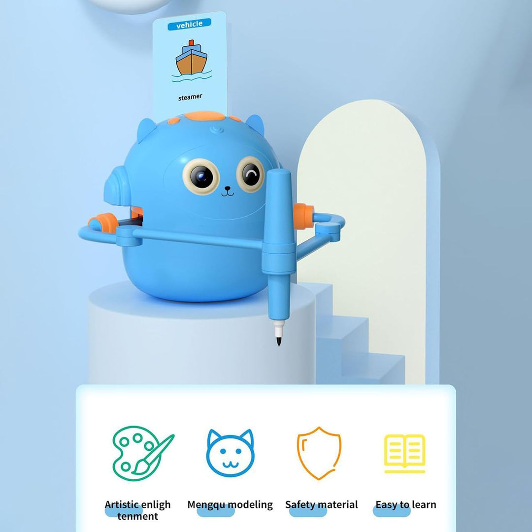 Zeichenroboter für Kinder, interaktives Mallernspielzeug, kompakte Grösse mit 100 Kinderkarten, sich
