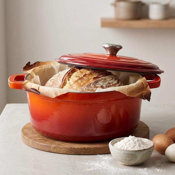 Ø28cm 7L Emailliert Gusseisen Topf Bräter Dutch Oven backofengeeignet mit Deckel - für Braten Küche