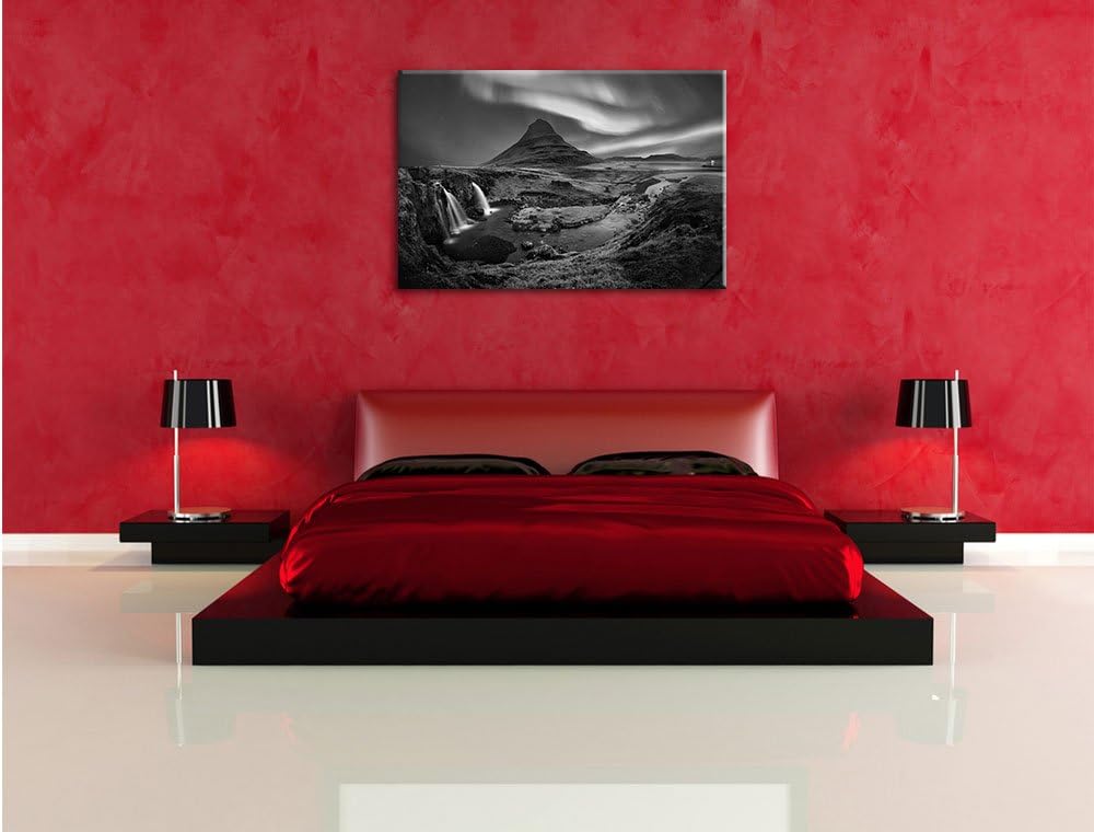 Pixxprint Kirkjufell Wasserfall als Leinwandbild/Grösse: 100x70 / Wandbild/Kunstdruck/fertig bespann