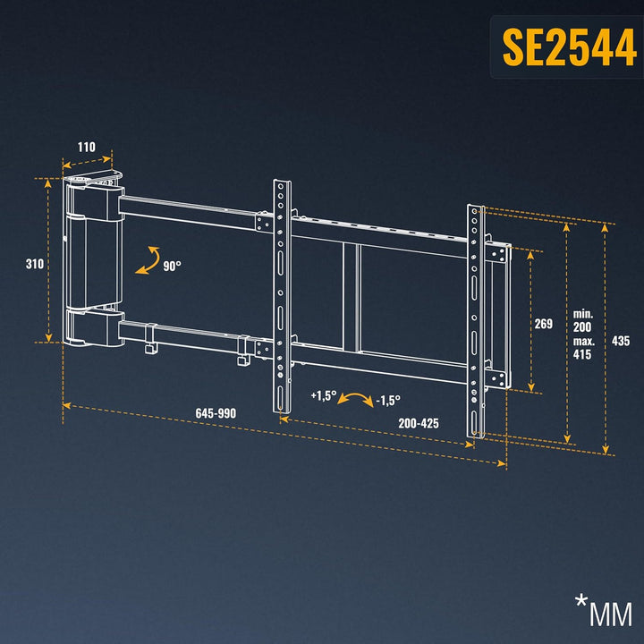 RICOO Elektrische TV Wandhalterung Schwenkbar für 32-65 Zoll - TV Halterung Schwenkbar SE2544 / Fern