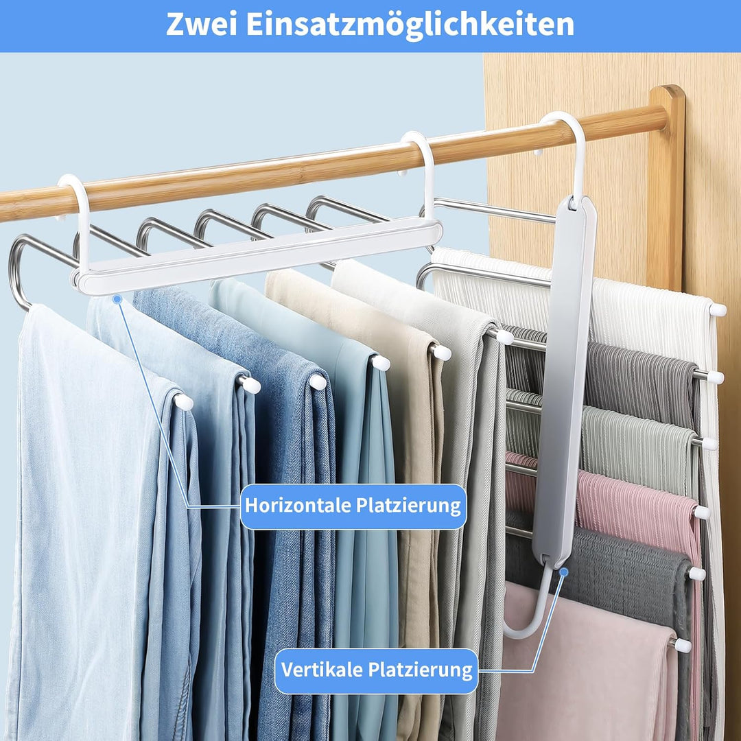 MOPUP Hosenständer, platzsparend, 1er-Pack 6-in-1-Hosenständer aus Edelstahl, multifunktionaler, Rut