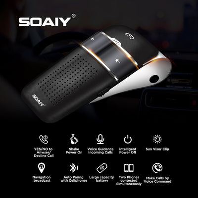 SOAIY S32 Auto Kfz Bluetooth V5.0 Freisprecheinrichtung Freisprechanlage Car-Kit für Sonnenblende Au
