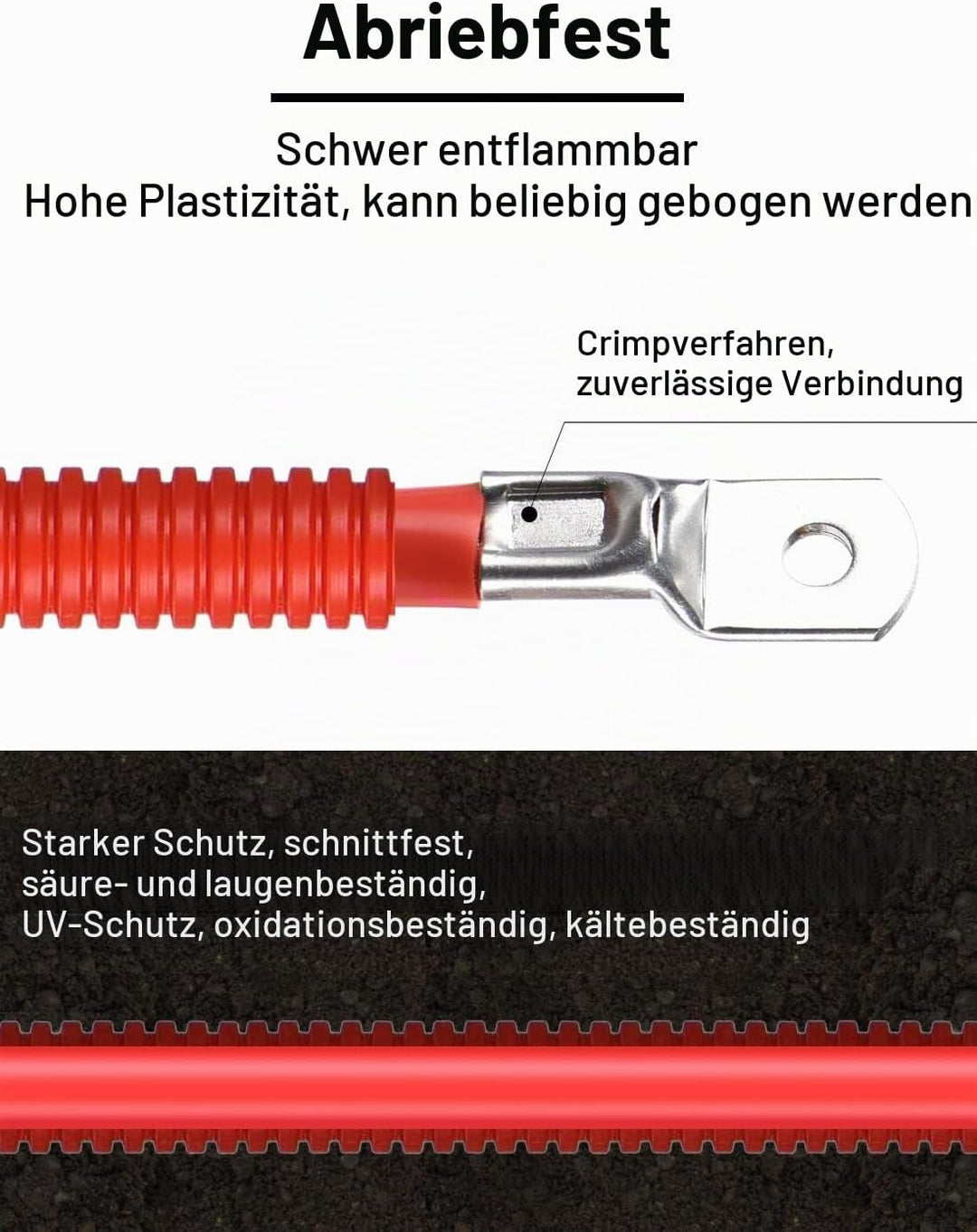 DIHOOL batteriekabel 35mm2 m8 150cm 2 AWG Silikonkabel Wellrohr Kabelrohr Weich und Flexibel Hitzebe