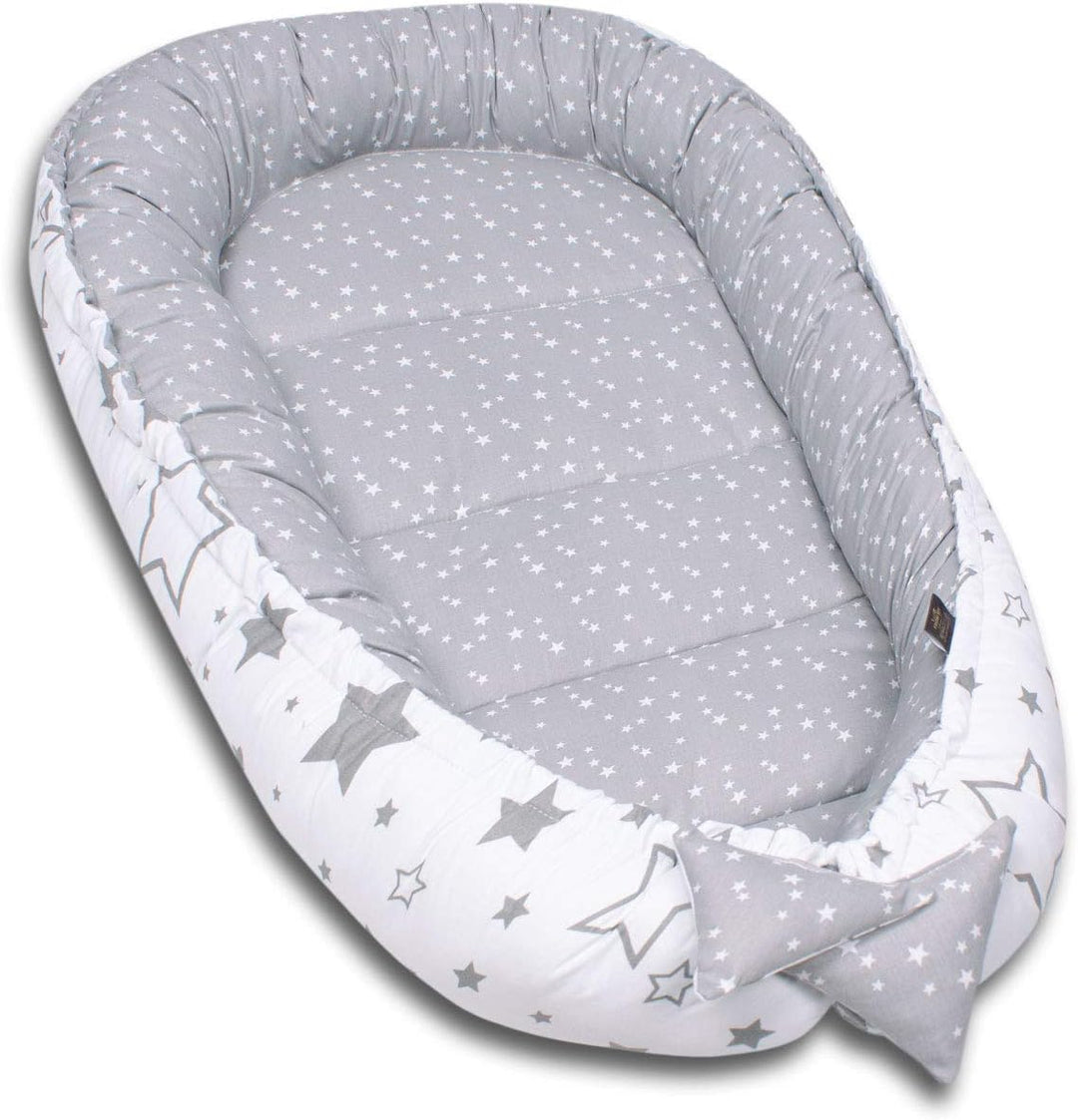 PaLulli Babynest Babynestchen 50x90 cm Babykokon, 2seitig, 100% Baumwolle, Nestchen für Babybett, Ku