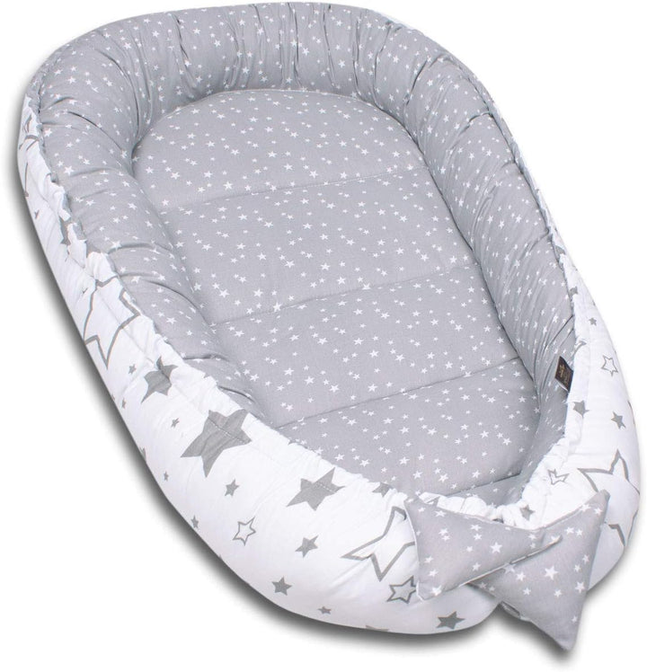 PaLulli Babynest Babynestchen 50x90 cm Babykokon, 2seitig, 100% Baumwolle, Nestchen für Babybett, Ku