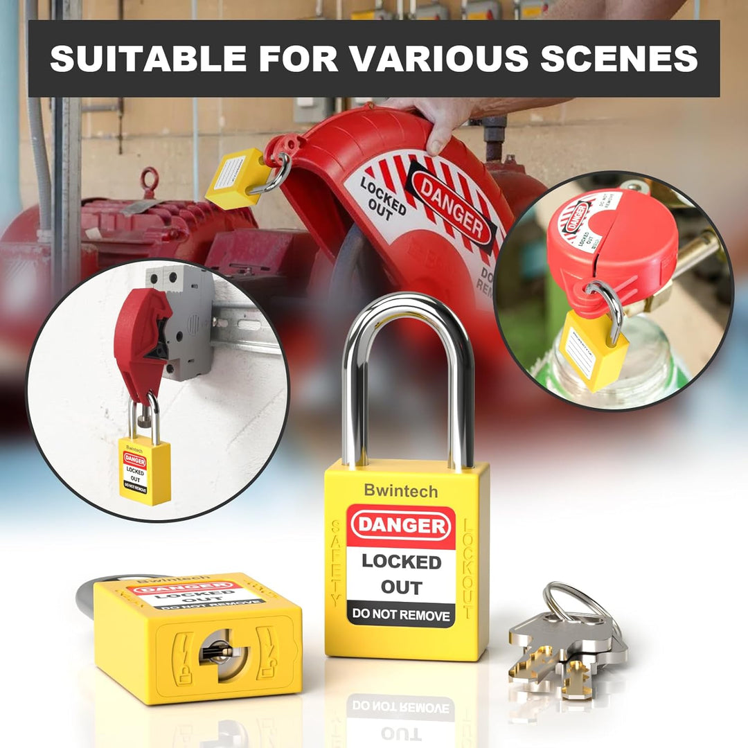 Bwintech 5 Stück 38MM verschlüsselt verschiedene gelb Sicherheitsvorhängeschloss Lockout Tagout Schl