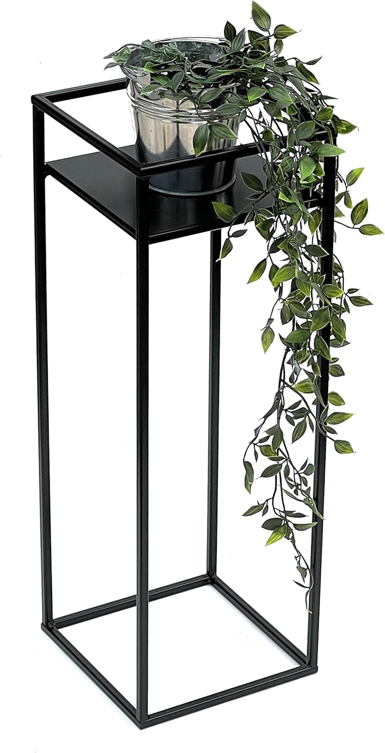 DanDiBo Blumenhocker Metall Schwarz Eckig 62 cm Blumenständer Beistelltisch 453 Blumensäule Modern P