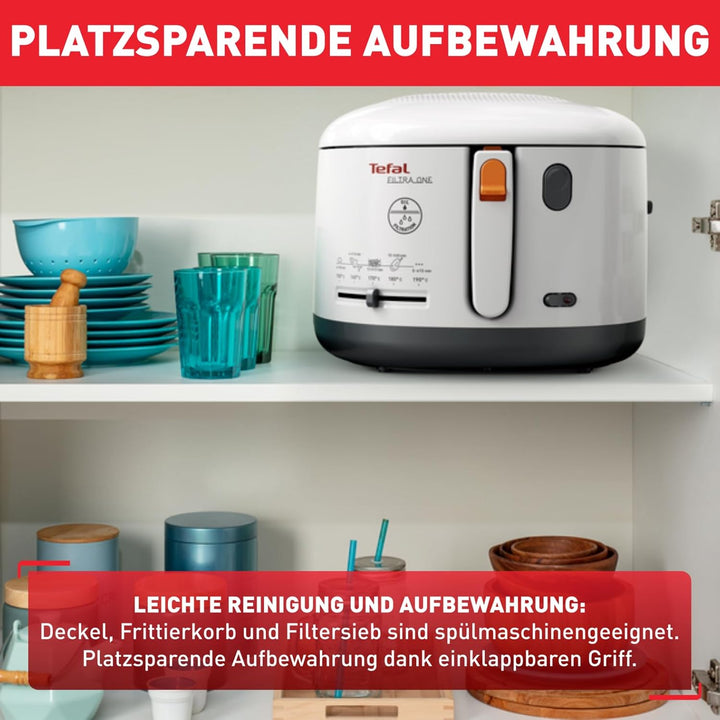Tefal FF1631 Fritteuse Filtra One | 1.900 W | Kapazität 1,2 Kg | Clean-Oil-System | Auffangsieb für