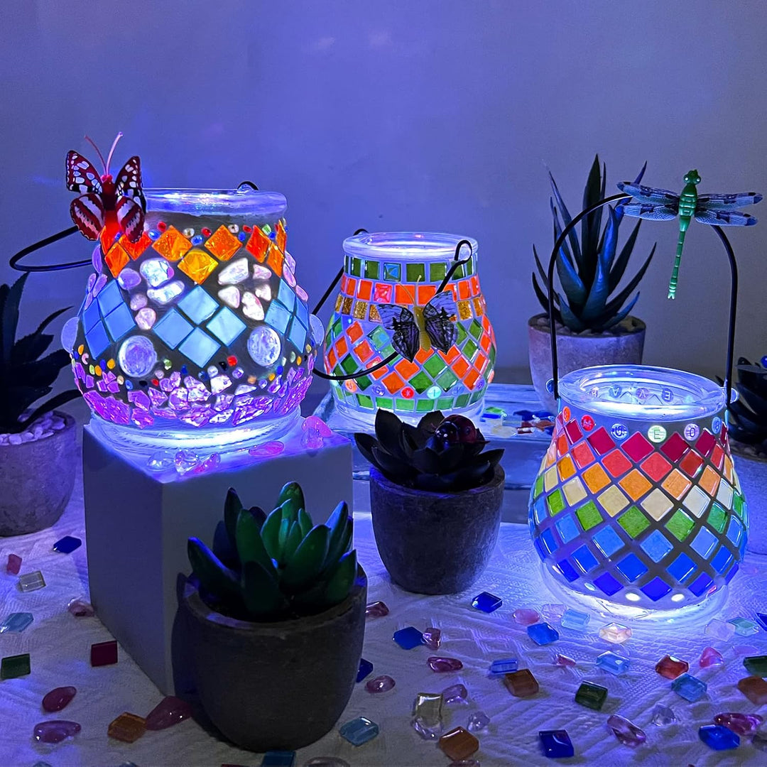 FORMIZON Mosaik Lampe Basteln, Mosaik Bastelset Kinder, Glasmosaik Kerzenhalter Kit für Heim Deko, D